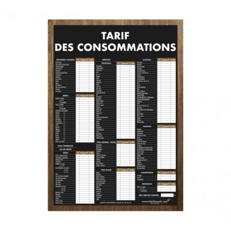 Panneau TARIF DES CONSOMMATIONS traditionnel format A1
