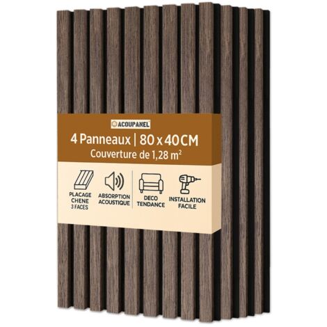 Panneau Tasseau Bois Acoustique - Chêne Marron - 1,28m²