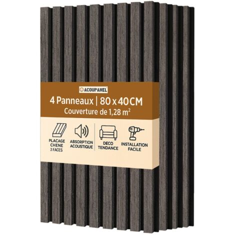 Panneau Tasseau Bois Acoustique - Chêne Noir - 1,28m²
