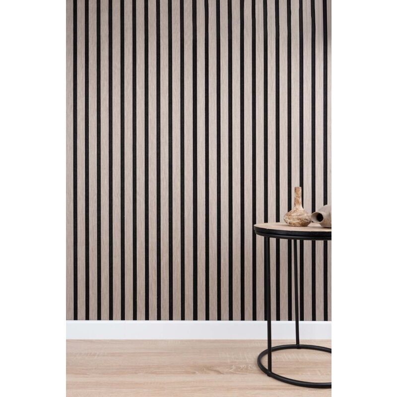 Panneau tasseau bois mural gris en 104 x 52 cm Panneau acoustique mural en chêne idéal pour bureau et salon
