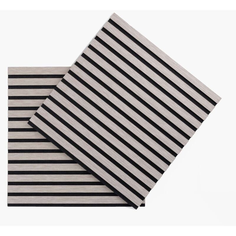 Panneau tasseau bois mural gris idéal pour chambre à coucher et salon Panneau acoustique en chêne 52 x 52 cm