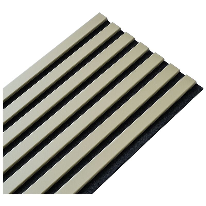 Panneau mural acoustique tasseaux bois 250 x 30 x 1,9 cm - Lamelles placage kaki fond noir - 0,75m²
