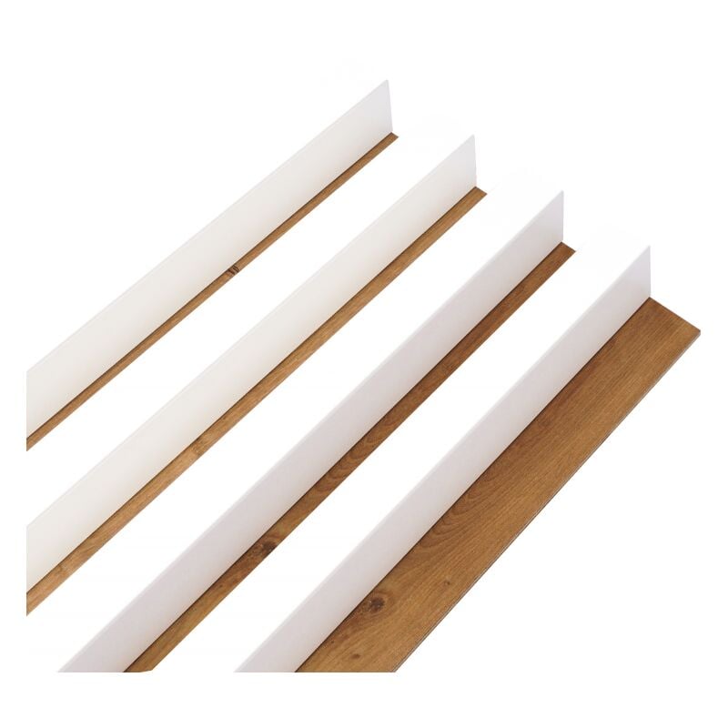 Panneau Tasseaux bois 3D blanc sur fond rigide chêne 250 x 17,6 x 3 - 0,44M²
