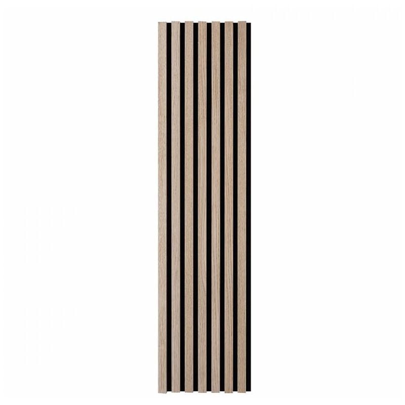 Revetement mural tasseau bois 120 x 30 x 1 cm - Lamelles chêne clair véritable fond noir 0,36 m²