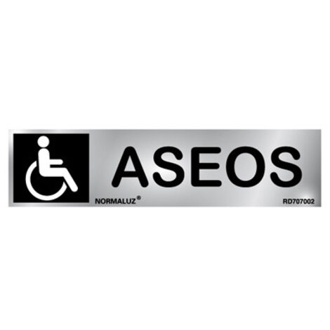 Panneau toilettes pour handicapés, acier inoxydable, adhésif, 5x20cm, rd707002