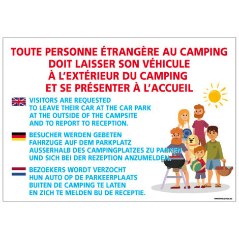PANNEAU TOUTE PERSONNE ETRANGERE AU CAMPING (H0296) - Plastique PVC 1,5 mm - 210 x 150 mm
