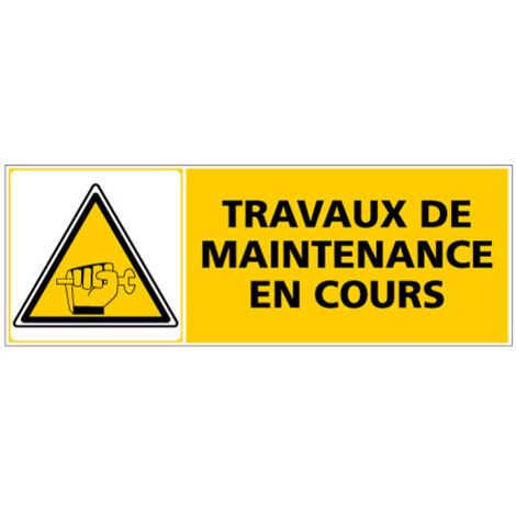 Panneau - TRAVAUX DE MAINTENANCE EN COURS (C1332) - Adhésif - 210 x 75 mm