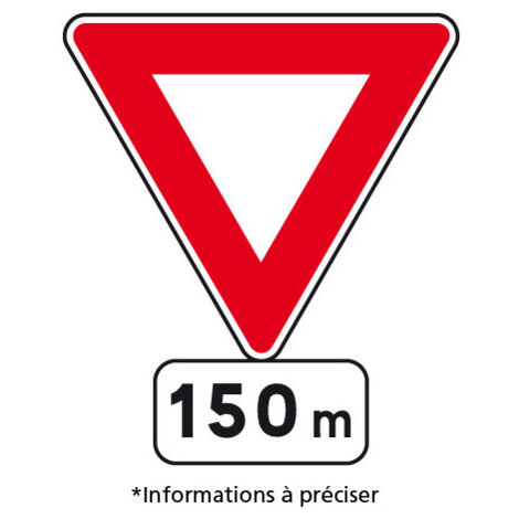 PANNEAU TRIANGLE ROUTIER ET PANONCEAU - SIGNAL AVANCÉ CEDEZ LE PASSAGE (AB3b) - Pour triangle de 500 x 500 mm