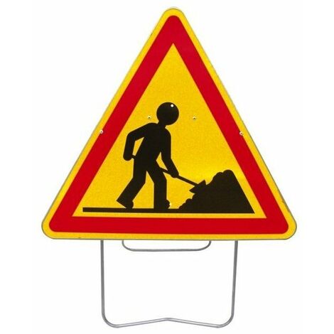 Panneau triangulaire de signalisation 1000 mm ci t1- ''chantier mobile''