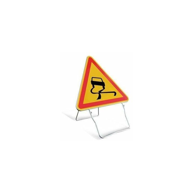 Panneau triangulaire de signalisation 1000 mm cl t1- ''chaussee glissante''