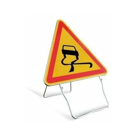 Panneau Triangulaire De Signalisation 1000 Mm Cl T1- ''chaussee Glissante''
