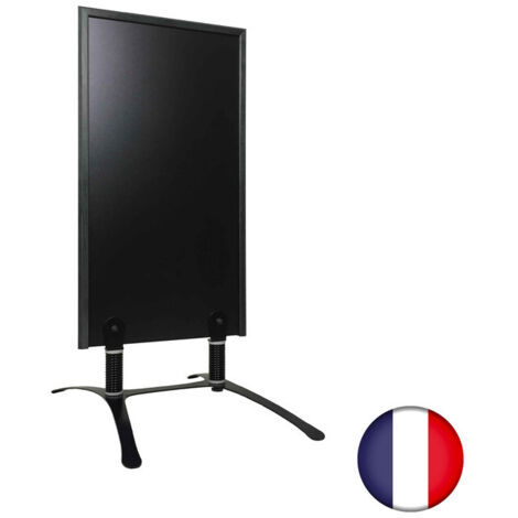 Panneau trottoir sur piétement métal noir avec cadre bois noir dimensions 120 x 65 cm
