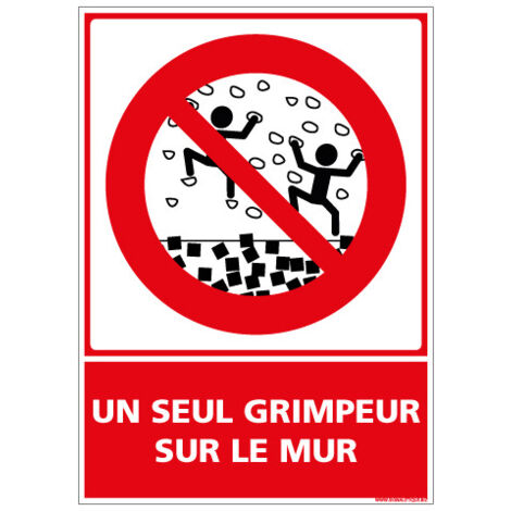 PANNEAU UN SEUL GRIMPEUR SUR LE MUR (D1160) - Adhésif - 75 x 105 mm