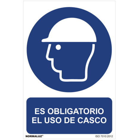 Panneau Utilisation Obligatoire ''ES Obligatorio El Uso De Casco'' (PVC 0.7mm) 30x40cm