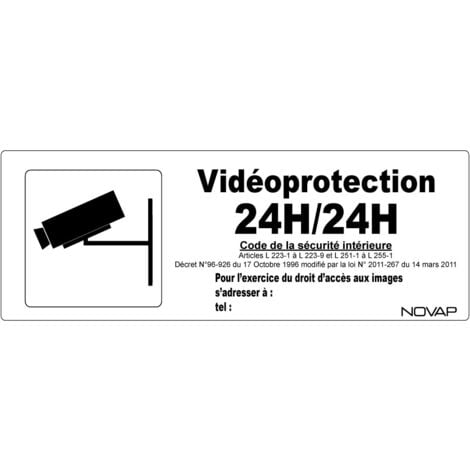 Plaque 330x120 Surveillance vidéo 24h/24h Novap