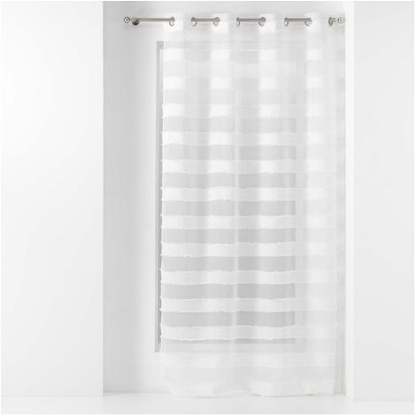 Panneau voilage sable a rayure 140 x 260 cm Lalina blanc