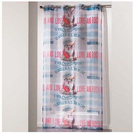 Panneau voile - Oeillets - 140 x 240 cm - Girly cat - Multicolore