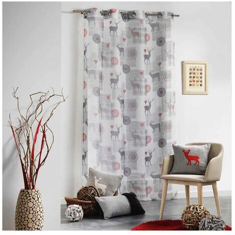Panneau voile - Oeillets - 140 x 240 cm - Montana, esprit chalet - Blanc