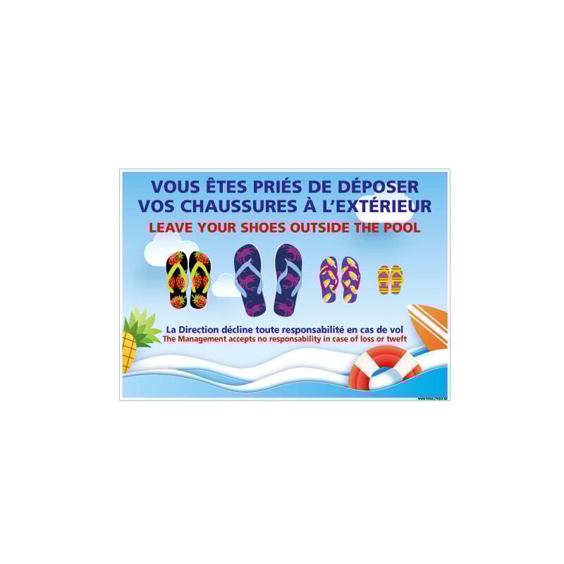 Panneau vous tes pries de deposer vos chaussures a l'exterieur (H0470) - Aluminium 2 mm - 630 x 450 mm