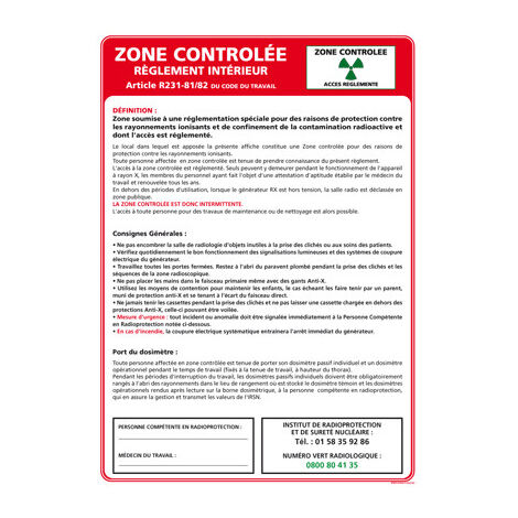 Panneau ZONE CONTRÔLÉE – Adhésif – 210 x 300 mm
