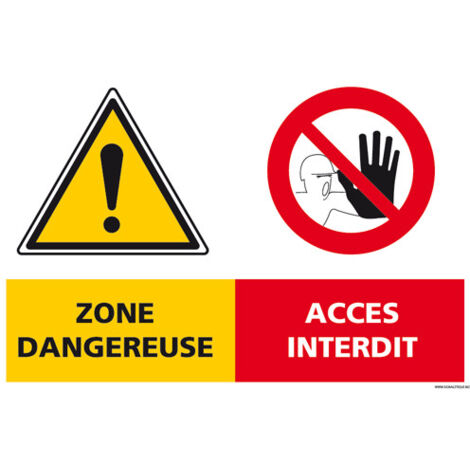 Panneau Zone dangereuse Accès interdit (D0944) - Adhésif - 105 x 75 mm