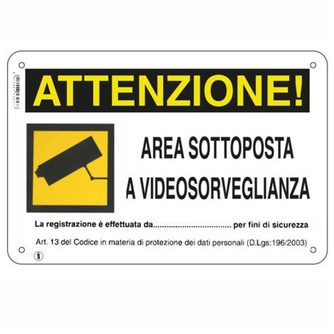 Panneau Zone de Vidéosurveillance 30X 20 Plastique