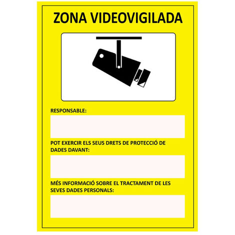 Panneau Zone De Videosurveillance Catalan Pvc 0.7mm 21x30cm