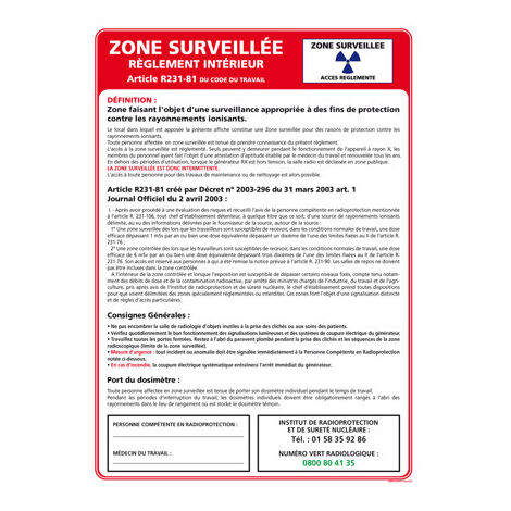 Panneau ZONE SURVEILLÉE – Aluminium 2 mm – 210 x 300 mm