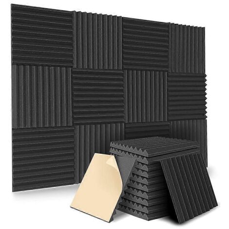Panneaux acoustiques auto-adhésifs, panneaux en mousse insonorisante (noirs) --