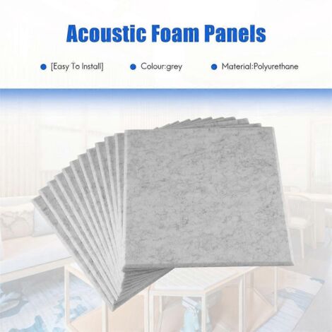 Panneaux acoustiques auto-adhésifs, paquet de 12, 12 x 12 x 0,4 pouce, gris