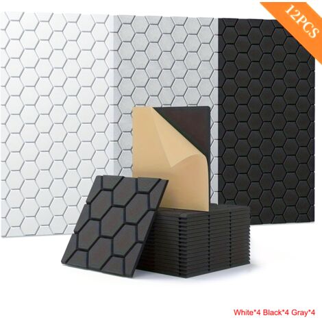 Panneaux acoustiques auto-adhésifs, paquet de 12, rembourrage insonorisant en Polyester 30 x 30 cm, panneaux muraux insonorisés haute densité