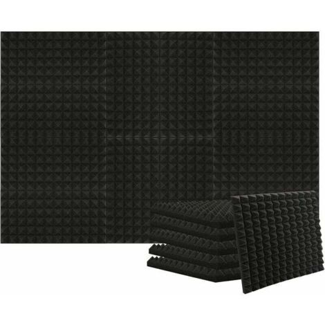Panneaux acoustiques en mousse, lot de 12, insonorisants, ignifuges, pour podcasts, studios d'enregistrement et bureaux, 30 x 30 x 5 cm, noir