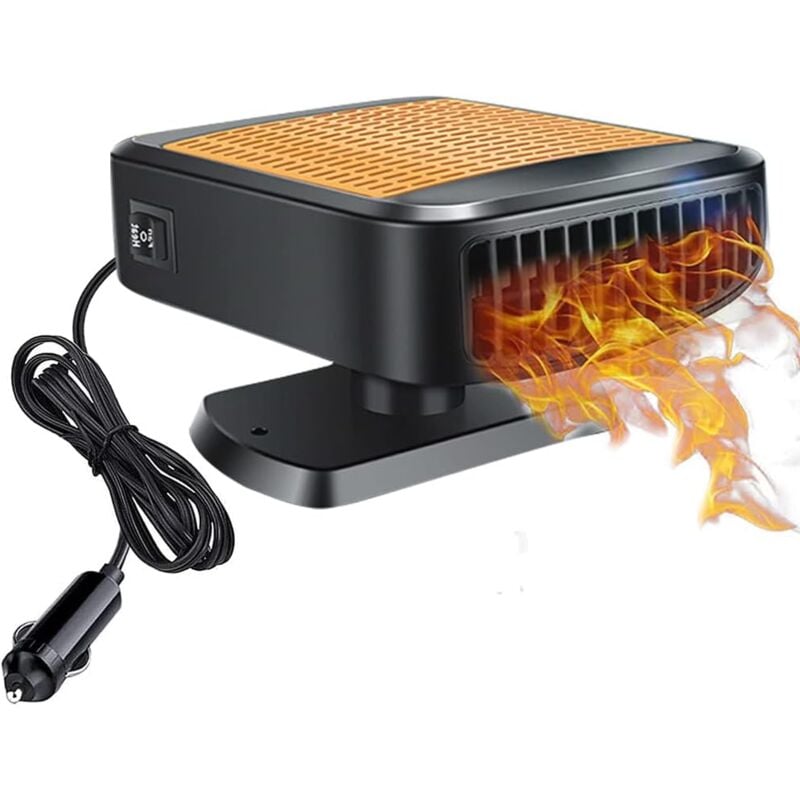 12V 150W Chauffe Voiture, Ventilateur de Chauffage et de Refroidissement 2 en 1, Ventilateur électrique Portable avec Prise Allume-Cigare, dégivreur