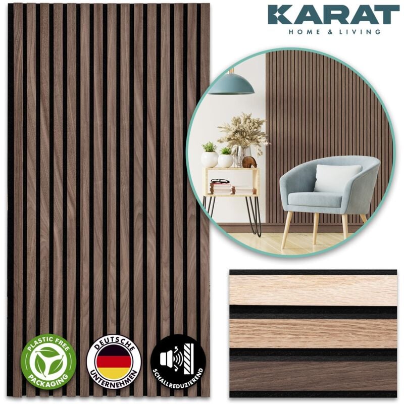 1 x Panneau acoustique Ossature Bois – 118 x 60 cm, Black Walnut