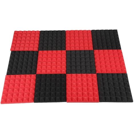 Panneaux acoustiques mousse charbon noir et rouge - Isolation sonore