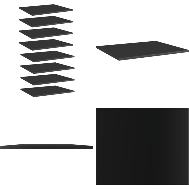 Panneaux de bibliothèque 8 pcs noir brillant bois d’ingénierie - panneau de bibliothèque - panneaux de bibliothèque - Home & Living