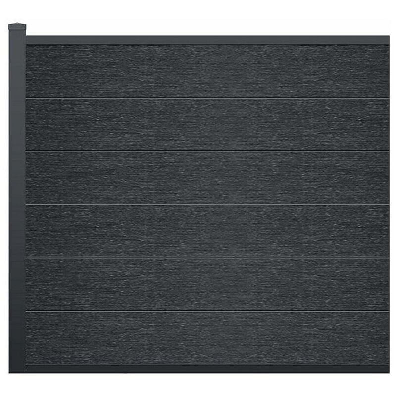 Vente-unique - Clôture à enterrer h 156 cm - Kit de 6 lames en composite + 1 poteau anthracite - enola