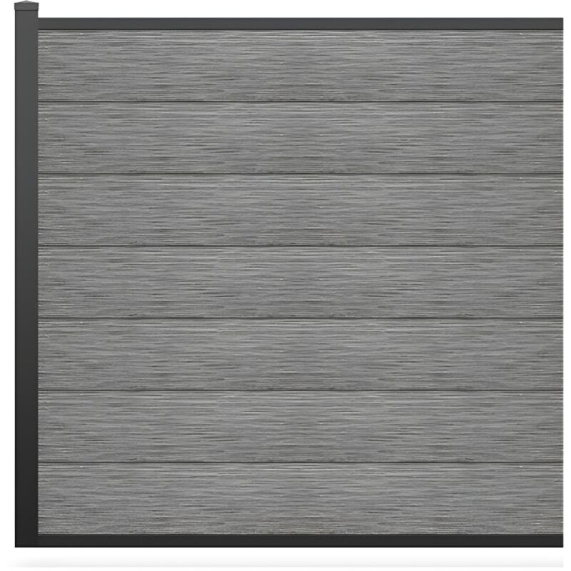 Clôture à enterrer h 181 cm - Kit de 7 lames en composite + 1 poteau gris clair - enola