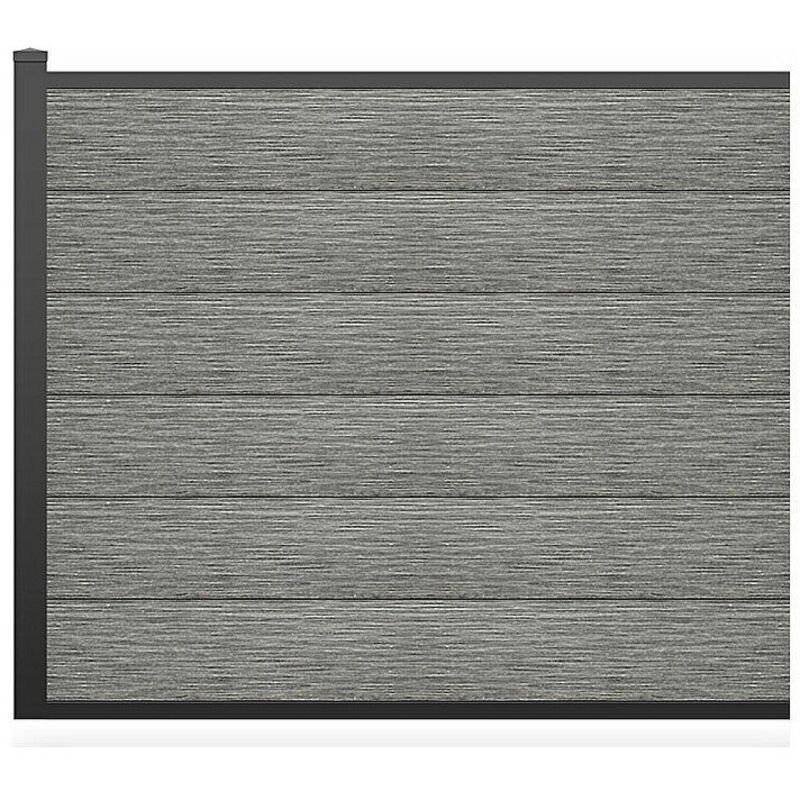 Vente-unique - Clôture à poser h 156 cm - Kit de 6 lames en composite + 1 poteau gris clair - enola