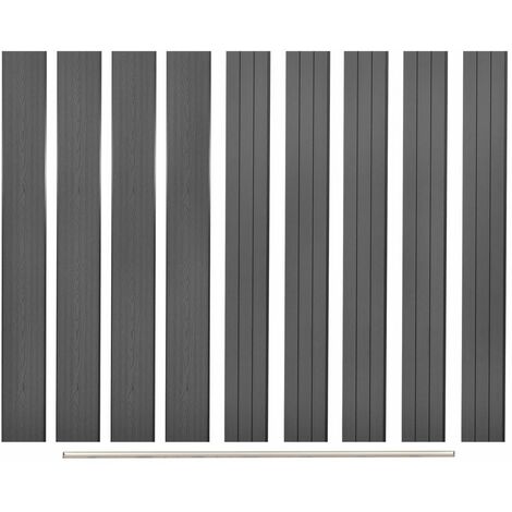 Panneaux de clôture de remplacement 9 pcs WPC 170cm Gris