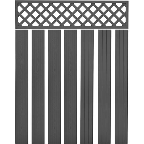 Panneaux de clôture de remplacement WPC 7 pcs 170 cm Gris