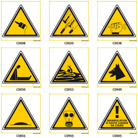 Panneaux de DANGER et d'AVERTISSEMENT - C0950 - 125 x 125 mm