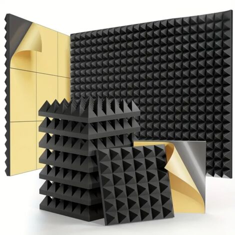 Panneaux de mousse acoustique 30x30x5cm – Lot de 24 pièces – Isolation phonique auto-adhésive – Réduction de l'écho pour studio