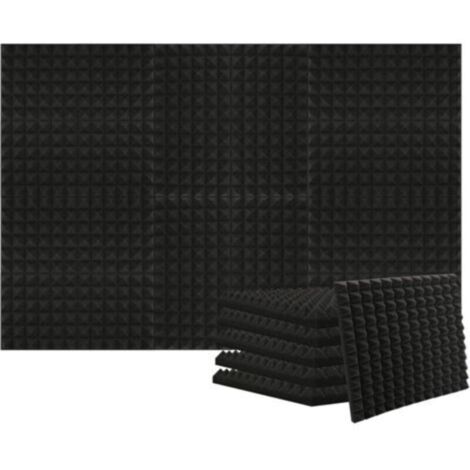 Panneaux de Mousse Acoustique, Panneau Absorbant 12 pièces Anti Bruit Retardateur flamme pour Podcasting, Studios d'enregistrement, Bureaux 30x30x5cm, Noir