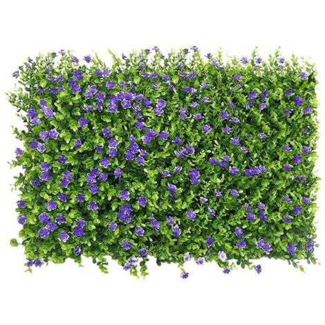 Panneaux de Mur de Gazon Artificiel, 40x60cm Haies Artificielles Panneaux Clôture Topiaire Criblage pour Jardin Extérieur Cour Arrière-Cour Décor (Fleur de Ceinture Violette Eucaly)