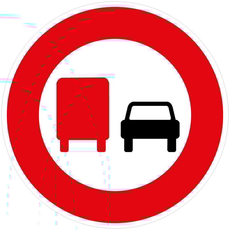 Panneaux de signalisation routière provisoires Panneaux de signalisation pas chers en Comacel - Interdiction aux camions de dépasser - Panneau