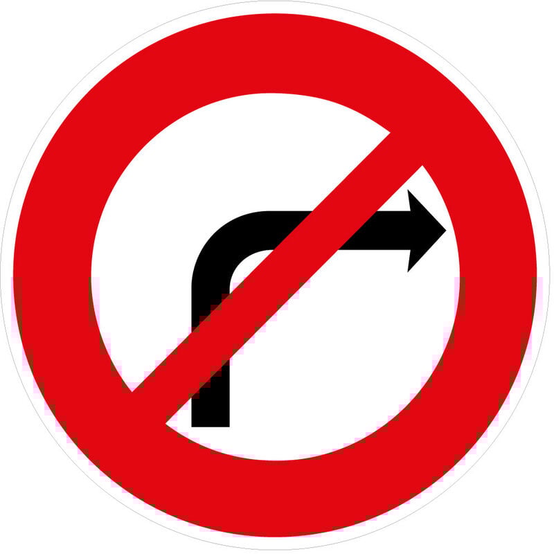 Panneaux de signalisation routière provisoires Panneaux de signalisation pas chers en Comacel - Interdiction de tourner à droite - Panneau classique