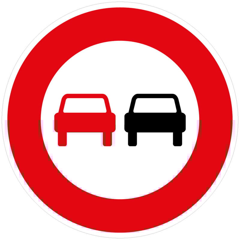 Panneaux de signalisation routière provisoires Panneaux de signalisation pas chers en Comacel - Interdiction de dépasser - Panneau rétroréfléchissant