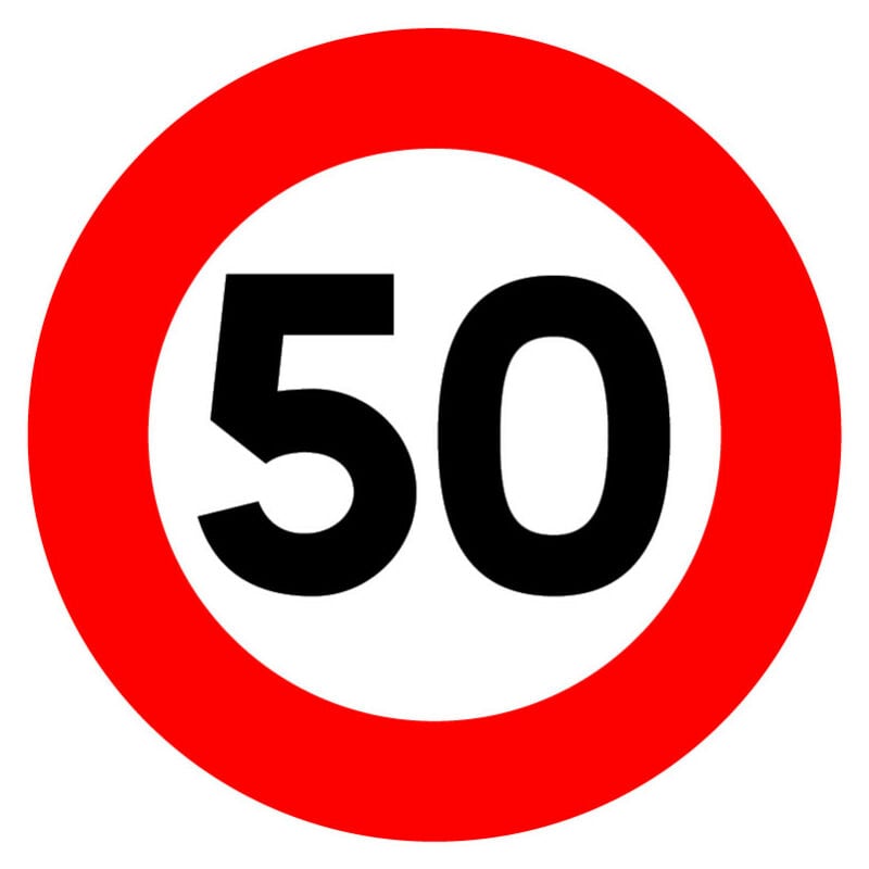 Panneaux de signalisation routière provisoires Panneaux de signalisation pas chers en Comacel - Limitation de vitesse à 50 km/h - Panneau