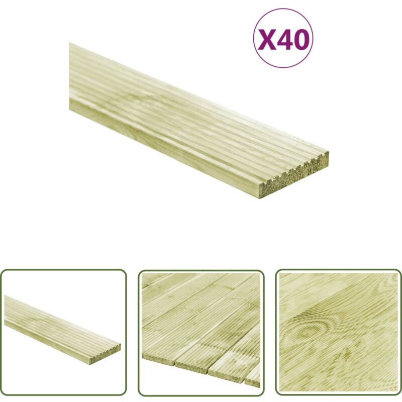 The Living Store - Panneaux de terrasse 40 pcs 5,8 m² 1 m Pin massif imprégné - Plancher Extérieur - Terrasse Bois - Decking - Bois Traité Autoclave